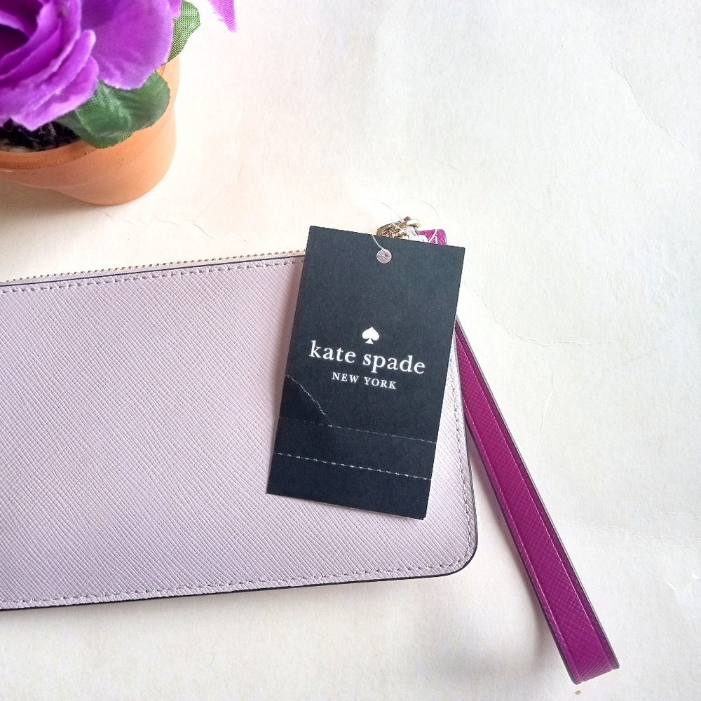 Kate Spade Saffian Baja Rose Small Zipper Wristlet New - Picture 7 of 7